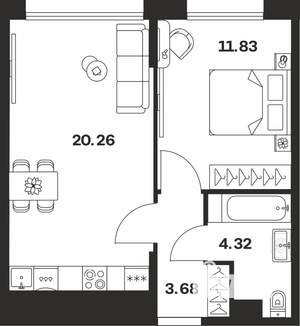 1-к квартира, вторичка, 40м2, 2/10 этаж