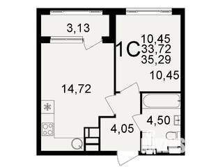 1-к квартира, строящийся дом, 34м2, 2/20 этаж