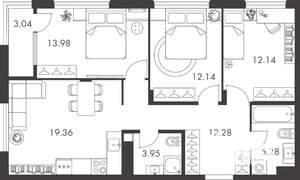 3-к квартира, вторичка, 82м2, 1/9 этаж