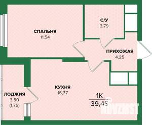 1-к квартира, вторичка, 39м2, 24/25 этаж