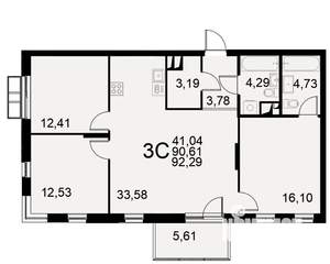 3-к квартира, вторичка, 92м2, 3/11 этаж