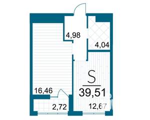 1-к квартира, строящийся дом, 40м2, 25/25 этаж