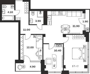 3-к квартира, вторичка, 88м2, 9/9 этаж