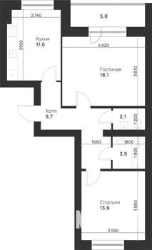 2-к квартира, вторичка, 64м2, 5/5 этаж