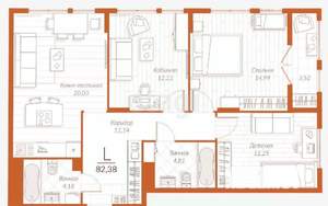 3-к квартира, вторичка, 83м2, 15/16 этаж