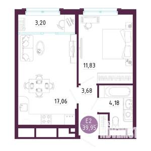 1-к квартира, вторичка, 40м2, 8/10 этаж