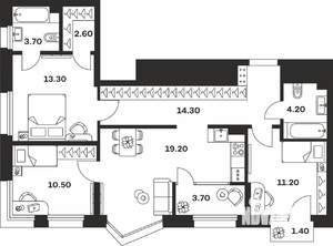 3-к квартира, вторичка, 84м2, 12/24 этаж