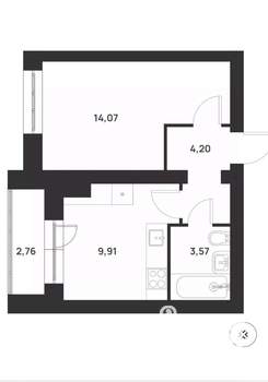 1-к квартира, вторичка, 35м2, 1/5 этаж