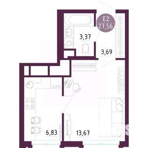 1-к квартира, вторичка, 28м2, 8/10 этаж