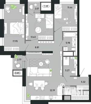 3-к квартира, строящийся дом, 111м2, 10/21 этаж