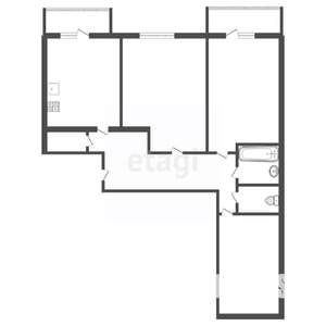 3-к квартира, сданный дом, 77м2, 1/3 этаж