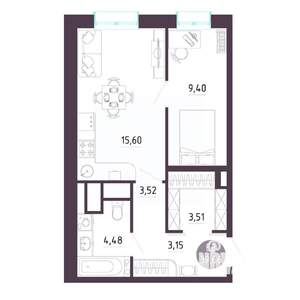 1-к квартира, вторичка, 40м2, 10/10 этаж