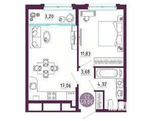 1-к квартира, вторичка, 40м2, 5/10 этаж