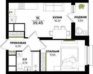 1-к квартира, вторичка, 39м2, 23/25 этаж