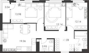 3-к квартира, вторичка, 82м2, 5/9 этаж