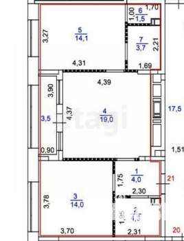 2-к квартира, вторичка, 61м2, 3/6 этаж