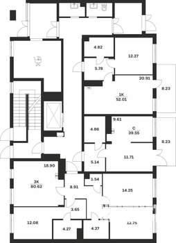 1-к квартира, вторичка, 46м2, 1/4 этаж