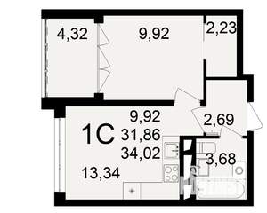 1-к квартира, вторичка, 34м2, 18/18 этаж