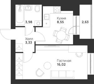 1-к квартира, вторичка, 35м2, 1/5 этаж