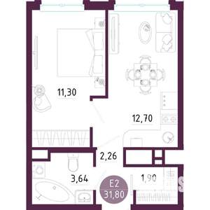 1-к квартира, вторичка, 32м2, 7/10 этаж