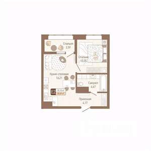 1-к квартира, строящийся дом, 37м2, 11/14 этаж