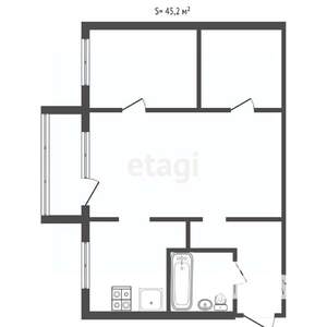 2-к квартира, вторичка, 46м2, 5/5 этаж