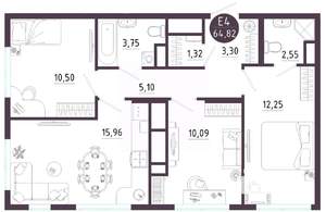 3-к квартира, вторичка, 65м2, 10/10 этаж