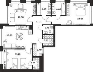 3-к квартира, вторичка, 103м2, 10/10 этаж