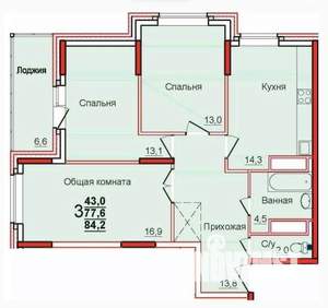 3-к квартира, вторичка, 84м2, 3/22 этаж