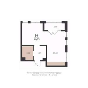 1-к квартира, строящийся дом, 41м2, 5/5 этаж