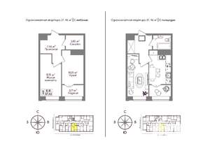 1-к квартира, сданный дом, 37м2, 9/9 этаж