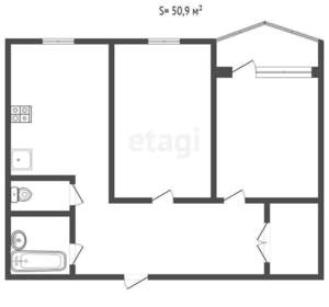 2-к квартира, вторичка, 50м2, 2/9 этаж