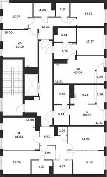 3-к квартира, вторичка, 81м2, 2/4 этаж