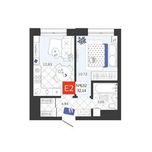 1-к квартира, вторичка, 32м2, 18/19 этаж