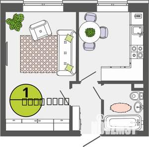 1-к квартира, строящийся дом, 30м2, 1/3 этаж