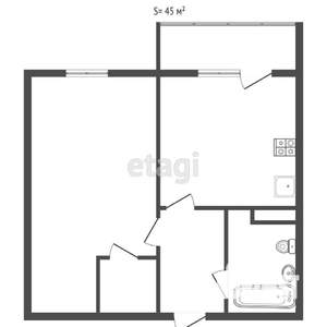 1-к квартира, вторичка, 41м2, 4/5 этаж