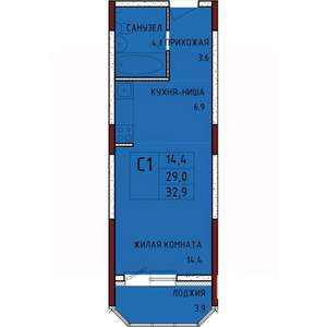 Студия квартира, строящийся дом, 33м2, 2/17 этаж