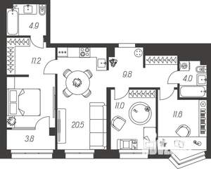 3-к квартира, строящийся дом, 83м2, 4/24 этаж