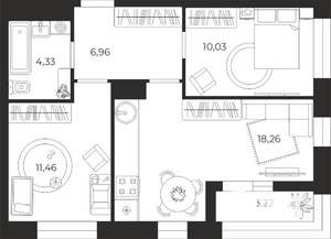 2-к квартира, вторичка, 54м2, 7/13 этаж