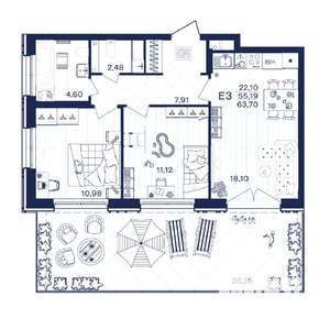 2-к квартира, строящийся дом, 37м2, 1/15 этаж