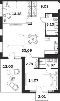 2-к квартира, вторичка, 87м2, 4/4 этаж