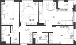 3-к квартира, вторичка, 82м2, 3/9 этаж
