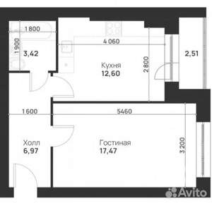 1-к квартира, вторичка, 43м2, 4/5 этаж