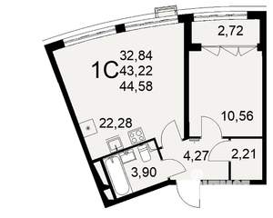 1-к квартира, вторичка, 45м2, 16/16 этаж