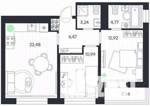 2-к квартира, строящийся дом, 64м2, 13/20 этаж