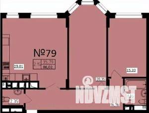 2-к квартира, строящийся дом, 86м2, 8/9 этаж