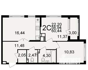 2-к квартира, вторичка, 60м2, 4/20 этаж