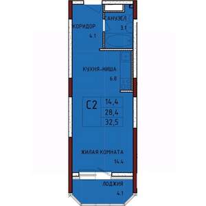 Студия квартира, строящийся дом, 33м2, 7/17 этаж