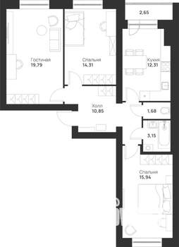 3-к квартира, вторичка, 81м2, 3/5 этаж