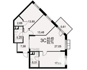 3-к квартира, вторичка, 92м2, 2/11 этаж